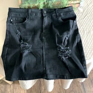 Black jean mini skirt